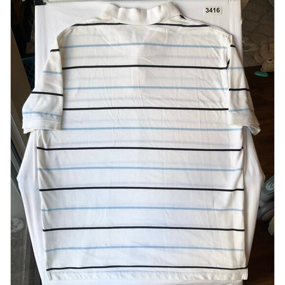 St. John's Bay Men Short Sleeve Polo Shirt Size XL, White & Blue Stripes - Picture 6 of 6